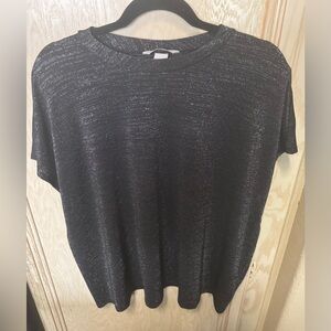 H&M Black & Silver Shimmer Short‎ Sleeve Top